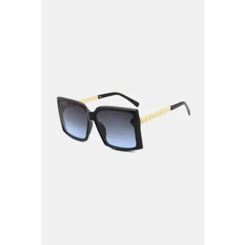 Stylish Black Square Sunglasses with Durable Polycarbonate Frame Dusty Blue One Size