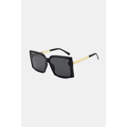 Stylish Black Square Sunglasses with Durable Polycarbonate Frame