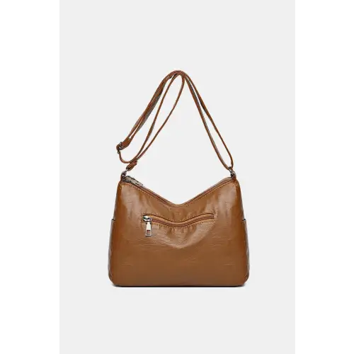 Stylish Brown Leather Adjustable Strap Shoulder Bag