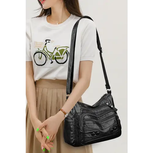 Stylish Brown Leather Adjustable Strap Shoulder Bag