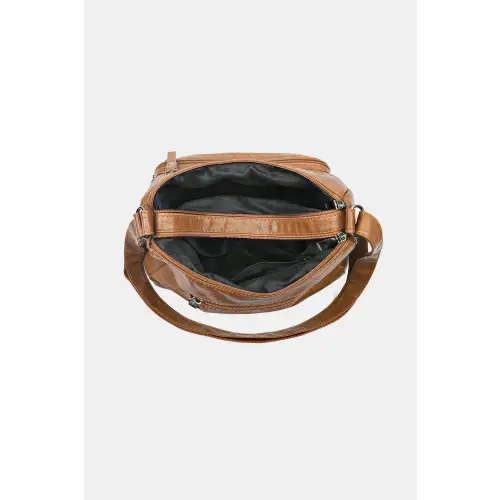 Stylish Brown Leather Adjustable Strap Shoulder Bag