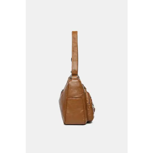 Stylish Brown Leather Adjustable Strap Shoulder Bag