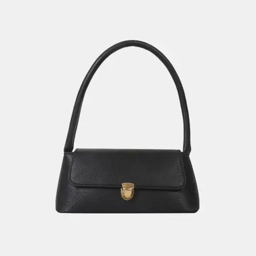 Stylish Brown Leather Shoulder Bag with Elegant Gold Clasp