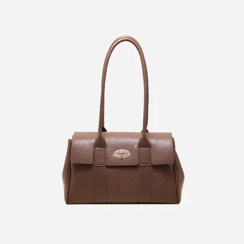 Stylish Brown Leather Shoulder Bag Chestnut One Size