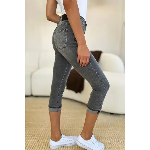 Button Fly Cuffed Capris