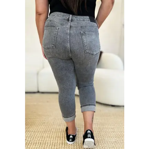 Button Fly Cuffed Capris