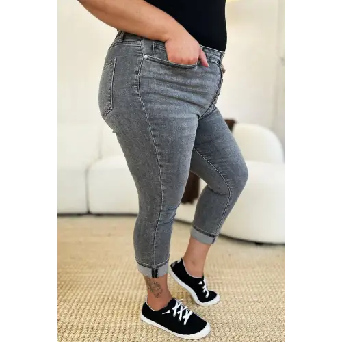 Button Fly Cuffed Capris