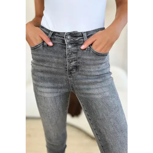 Button Fly Cuffed Capris