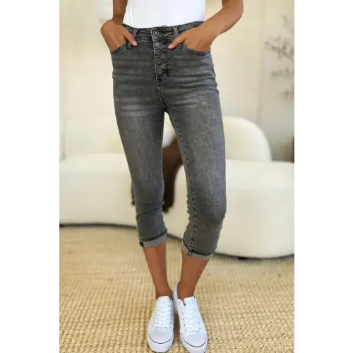 Button Fly Cuffed Capris