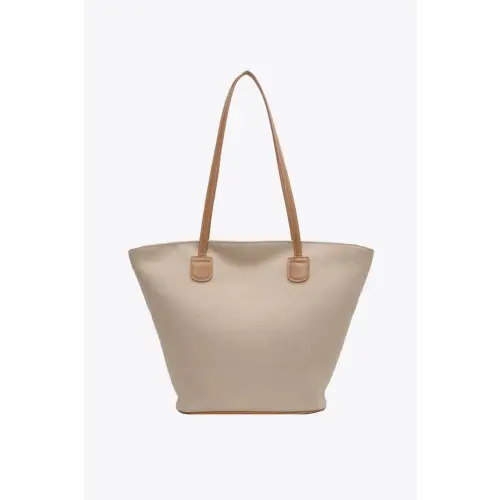 Elegant Canvas Tote Bag Khaki One Size