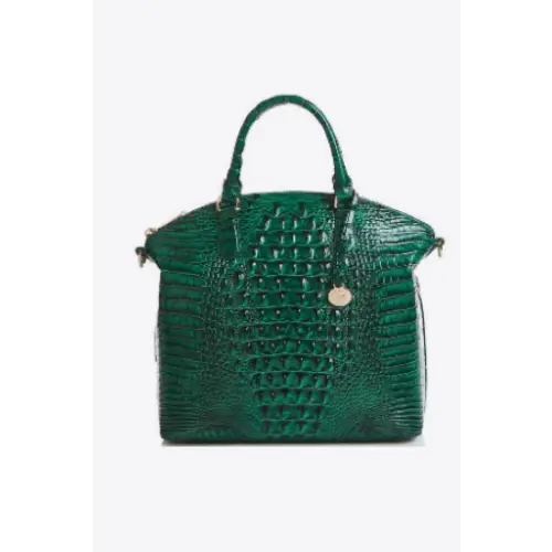 Stylish Crocodile-Pattern Leather Handbag Green One Size