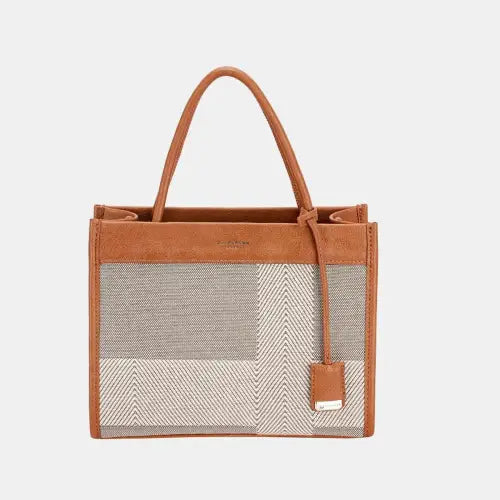 Striped Contrast Tote Cognac One Size
