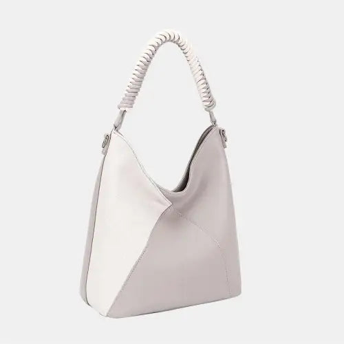 Woven Leather Handbag L.Grey One Size