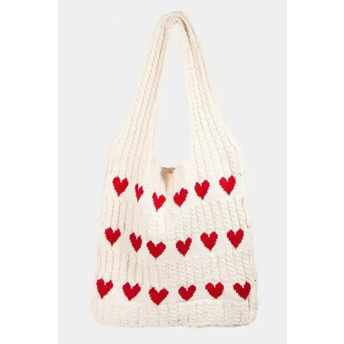 Fame Crochet Tote Red One Size