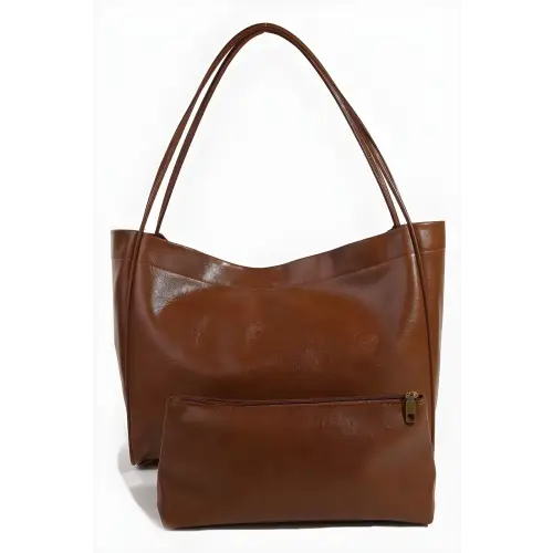 Fame Faux Tote Bag Brown One Size