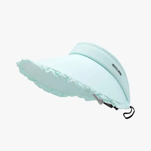 Stylish Frill Ice Silk Sun Hat Light Blue One Size