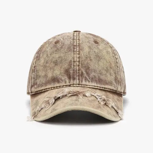 Fringe Cotton Baseball Cap Tan One Size