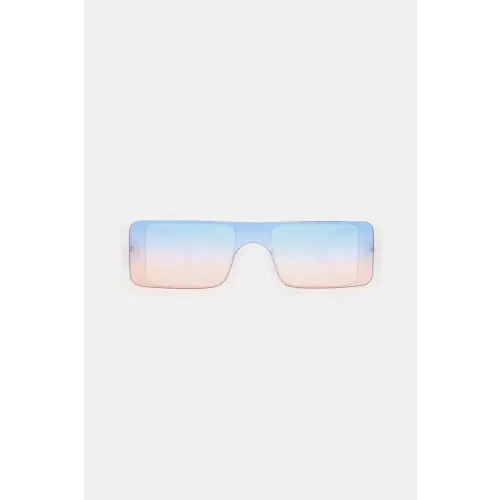 Stylish Gradient-Tinted Rimless Rectangle Sunglasses with Polycarbonate Frame White One Size