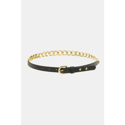 Hayo - Leather Chain Belt Black One Size