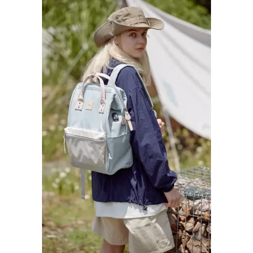 Light Blue Backpack Cream Blue One Size