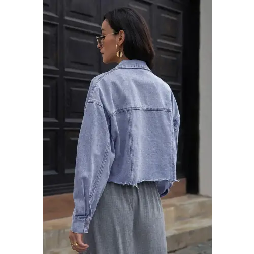 Stylish Lapel Collar Long Sleeve Denim Jacket