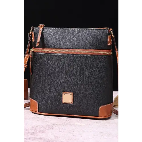 Stylish Leather Crossbody Bag Black Brown One Size