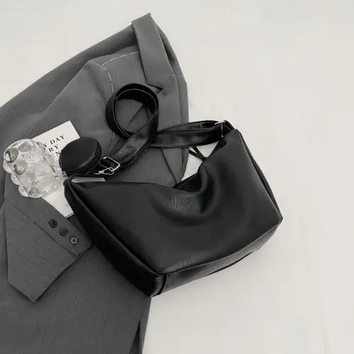 Stylish Leather Crossbody Bag with Earbud Case and Small Purse