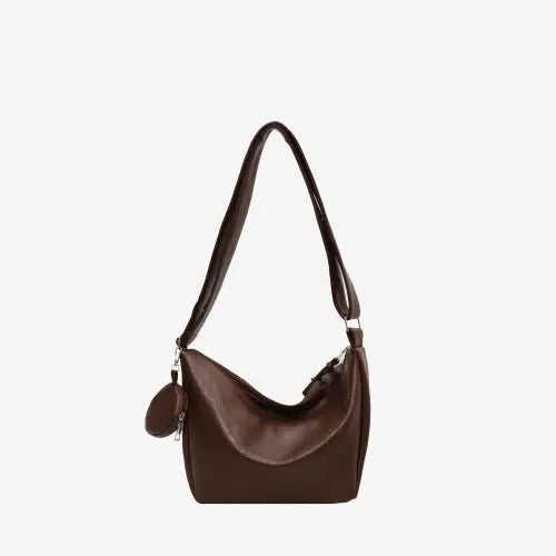 Stylish Leather Crossbody Bag with Earbud Case and Small Purse Chocolate One Size