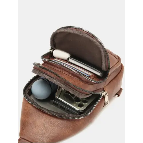 Stylish Leather Crossbody Bag with Two Detachable Straps