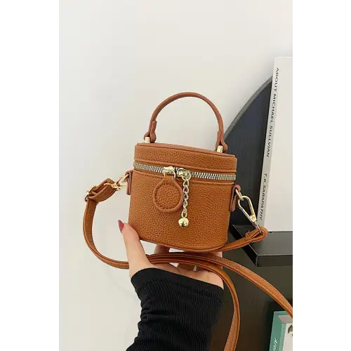 Stylish Leather Crossbody Cylinder Bag