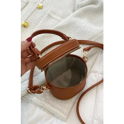 Stylish Leather Crossbody Cylinder Bag
