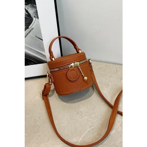 Stylish Leather Crossbody Cylinder Bag