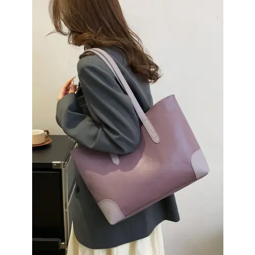Stylish Leather Medium Tote Bag