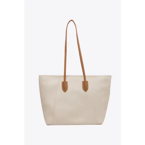 Stylish Leather Tote Bag for Everyday Elegance Beige One Size