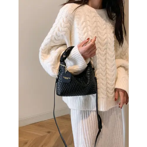 Stylish Leather Woven Crossbody Bags with Twisted Handles