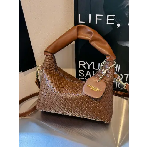 Stylish Leather Woven Crossbody Bags with Twisted Handles
