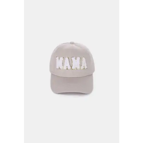 Mama Chenille Patch Baseball Cap Ash Mocha One Size