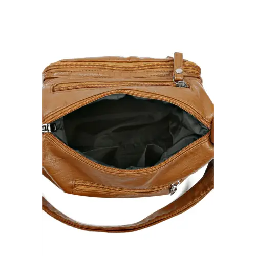 Stylish Maroon Multi-Pocket PU Leather Crossbody Bag