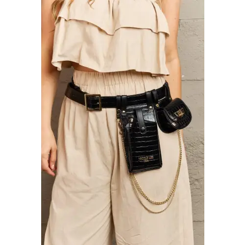 Aurelia Belt Bag with Gold Chain Black One Size