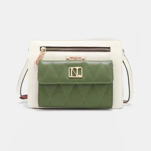 Stylish USA Color Block Crossbody Bag Green One Size