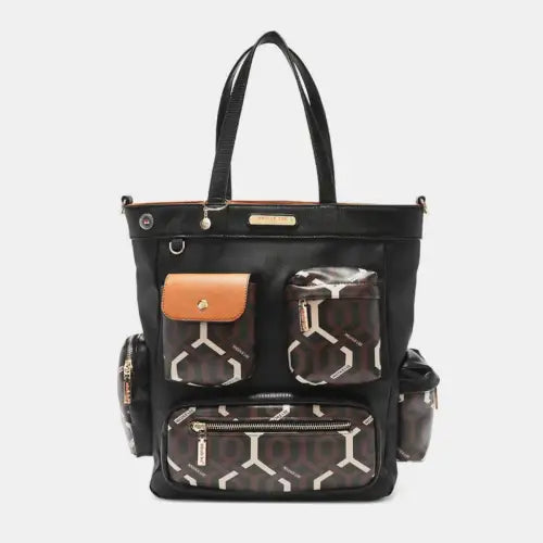 USA Geometric Pattern Tote Bag Brown One Size