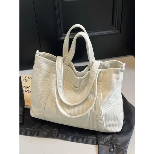 Stylish Pink Corduroy Solid Large Tote Bag for Everyday Adventures