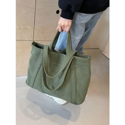 Stylish Pink Corduroy Solid Large Tote Bag for Everyday Adventures