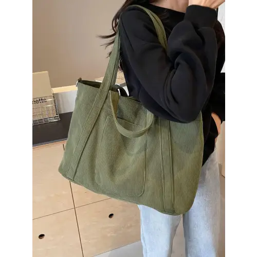 Stylish Pink Corduroy Solid Large Tote Bag for Everyday Adventures