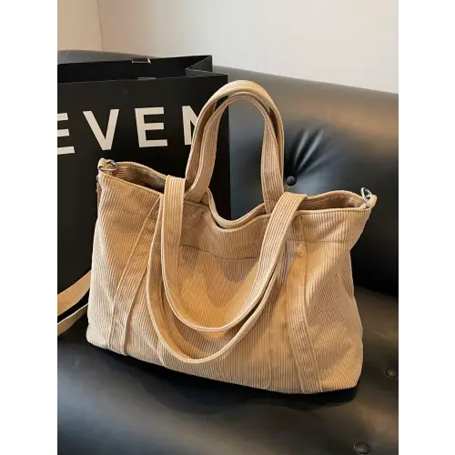 Stylish Pink Corduroy Solid Large Tote Bag for Everyday Adventures
