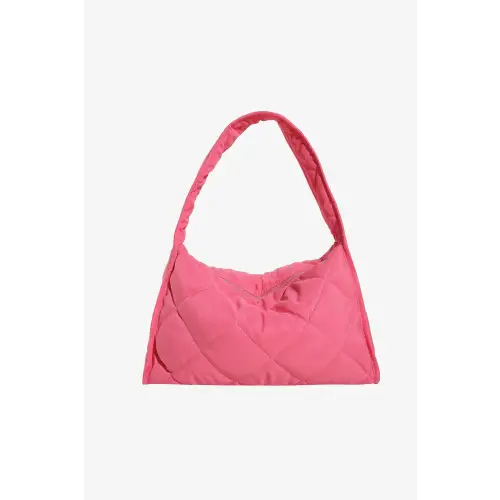 Stylish Pink Nylon Shoulder Bag Hot Pink One Size