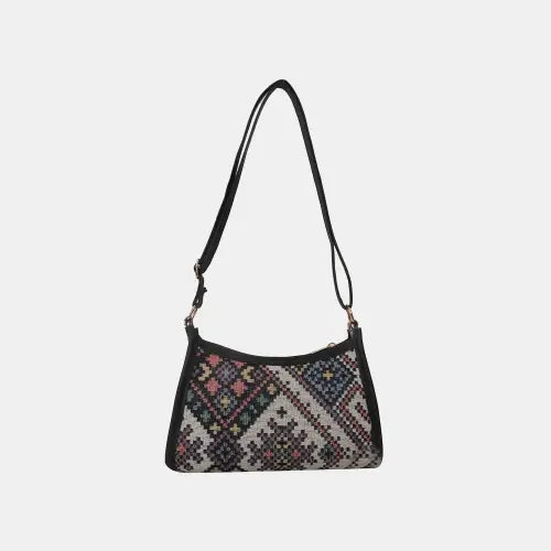 Stylish Unique Printed Crossbody Bag Black One Size
