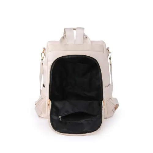 Stylish Pum-Pum Zipper Backpack with Playful Pompom Accent