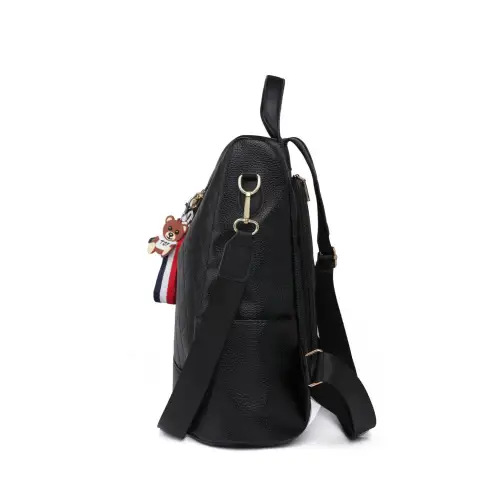 Stylish Pum-Pum Zipper Backpack with Playful Pompom Accent