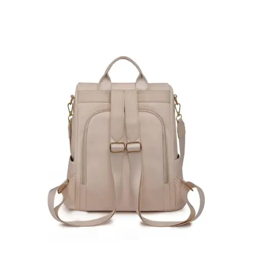 Stylish Pum-Pum Zipper Backpack with Playful Pompom Accent